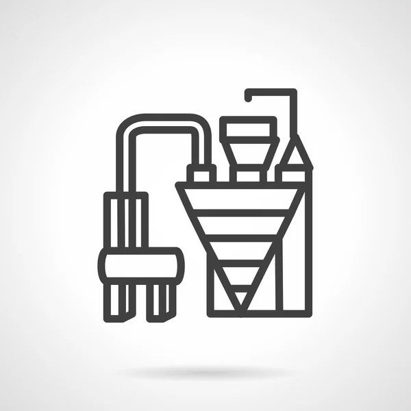 Cement factory machinery simple line vector icon — Stock Vector