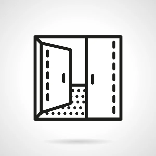 Abrir doble puerta simple línea vector icono — Vector de stock