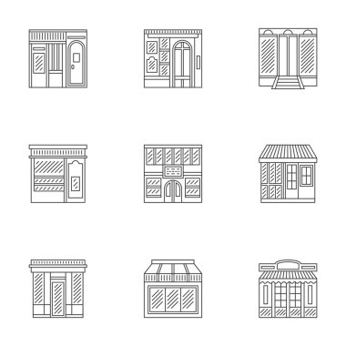 Vitrin camekanlar doğrusal simgeler koleksiyon vektör