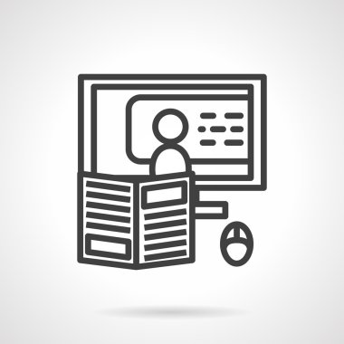 Online öğretim basit çizgi vektör simgesi