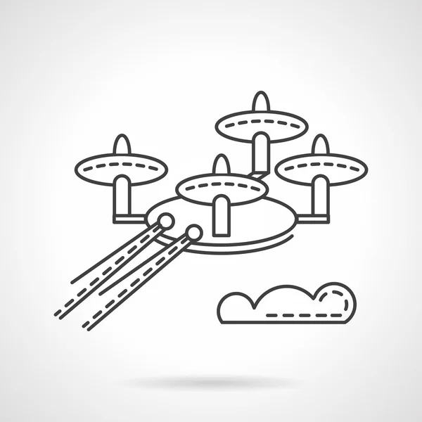 Vigilancia drone línea plana vector icono — Vector de stock