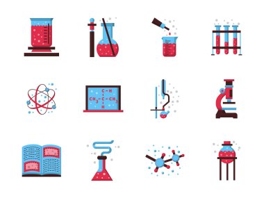 Vektör simgeler renkte düz stil Kimya