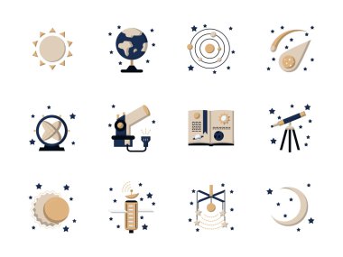 Düz stil astronomi vektör simgeler