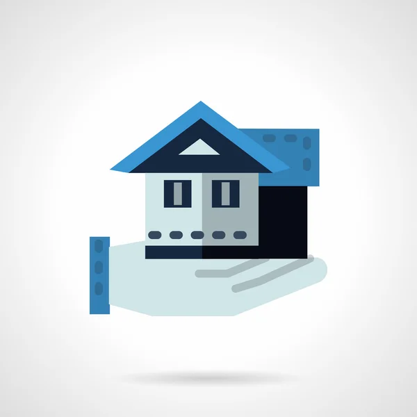 Mano con la casa plana icono de vector de color — Vector de stock