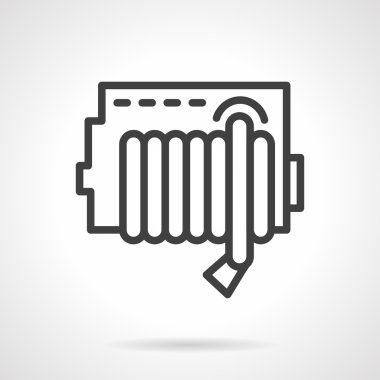 Simple line fire hose reel vector icon.