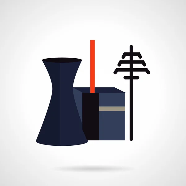 Power plant and towers flat vector icon — Stock Vector