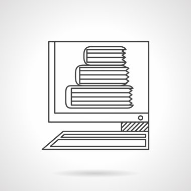 E-Kütüphane düz çizgi vektör simgesi