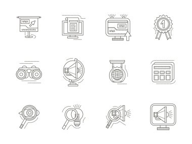 SEO thin line vector icons set