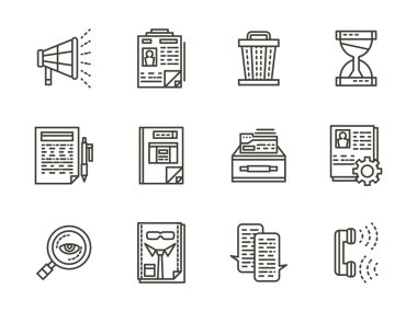 Human resource management black line vector icons