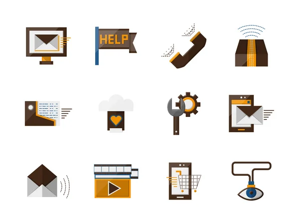 Online support flat color vector icons set — Wektor stockowy