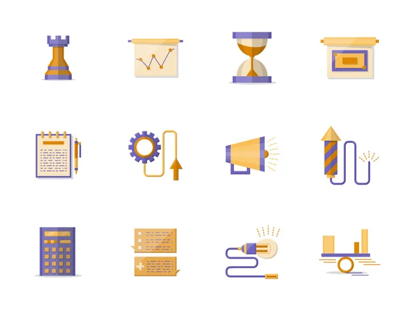 Business planning flat color vector icons — Stockový vektor