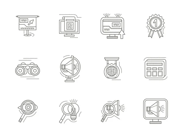 Conjunto de iconos de vector de línea delgada SEO — Vector de stock