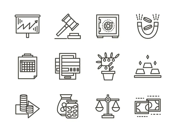 Finance black line vector icons set — 图库矢量图片