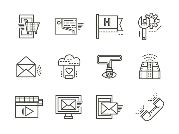 Online services simple line vector icons — Stok Vektör