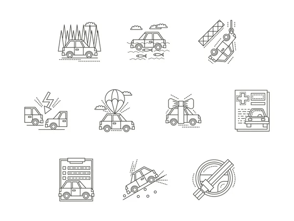Car insurance line icons vector set — Stock Illustration Car insurance line icons vector set Royalty Free Stock Illustrations