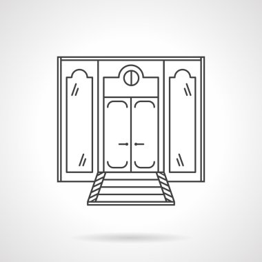 Store front door flat line vector icon