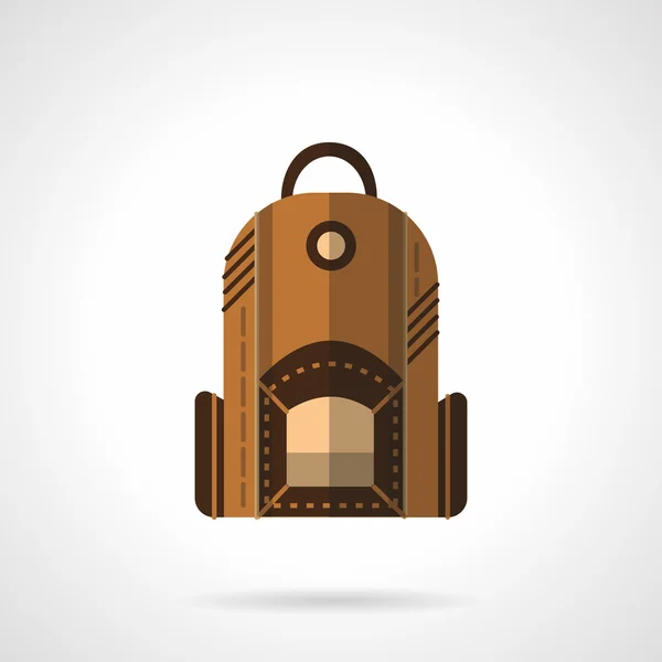 Brown backpack flat vector icon — Stok Vektör