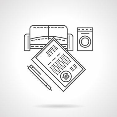 List of rent objects flat line vector icon
