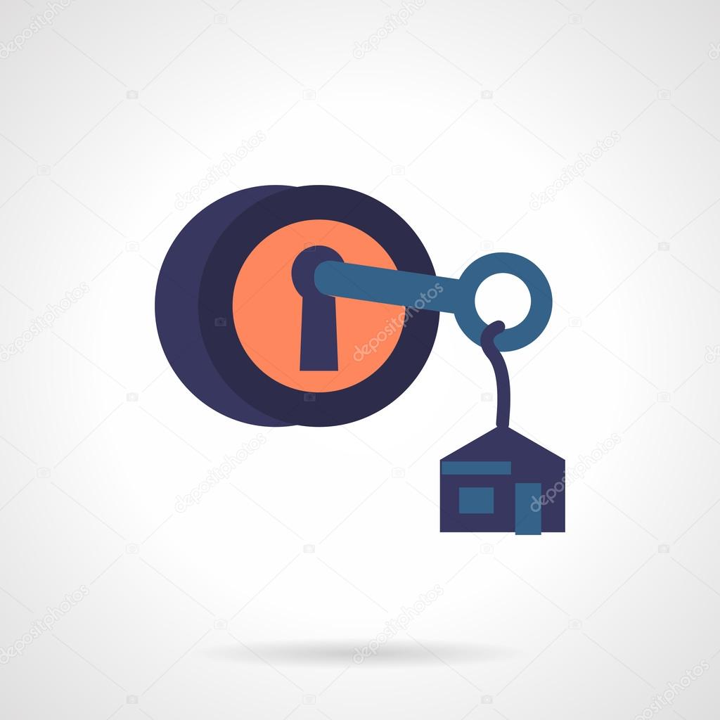 Round lock with key flat vector icon