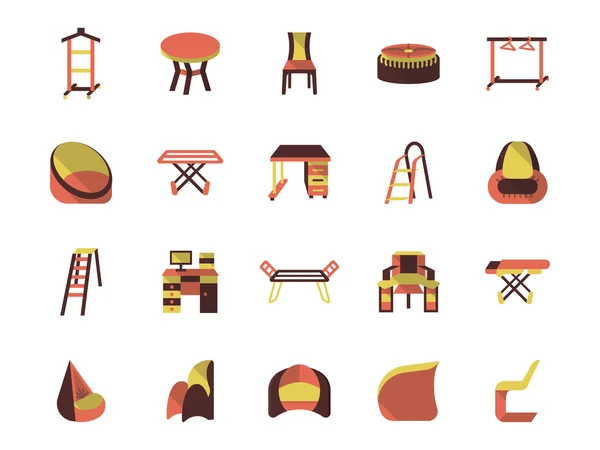 Flat color furniture vector icons — Stock Vector