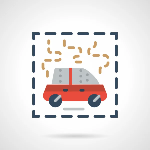 Burning car abstract flat vector icon — Stock Vector