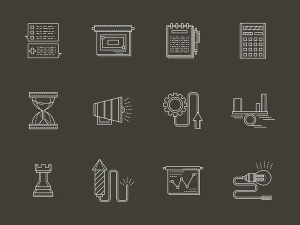 Business white line vector icons — Stok Vektör