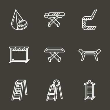 Simple line laundry furniture vector icons