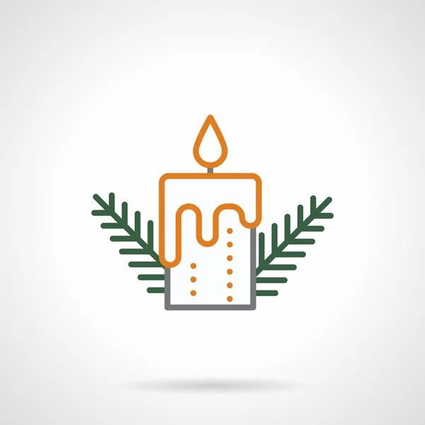 Festive candle simple color line vector icon — Stok Vektör