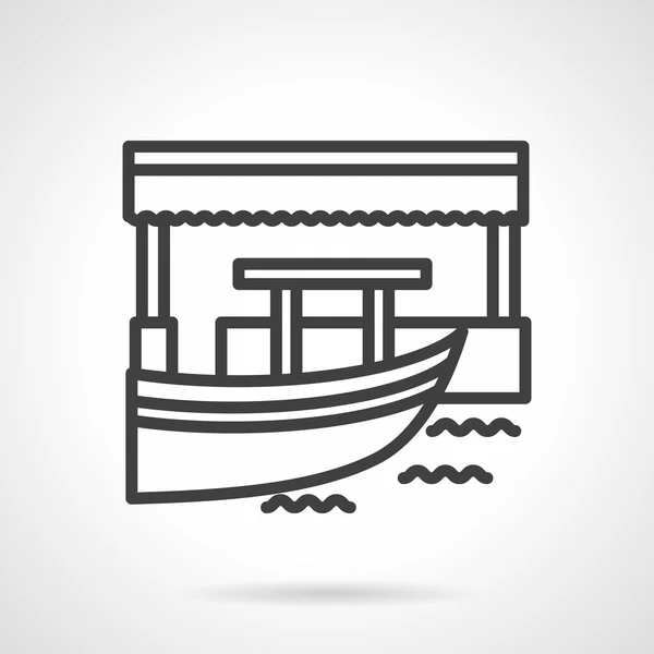 Floating market  simple line vector icon — Stockvector
