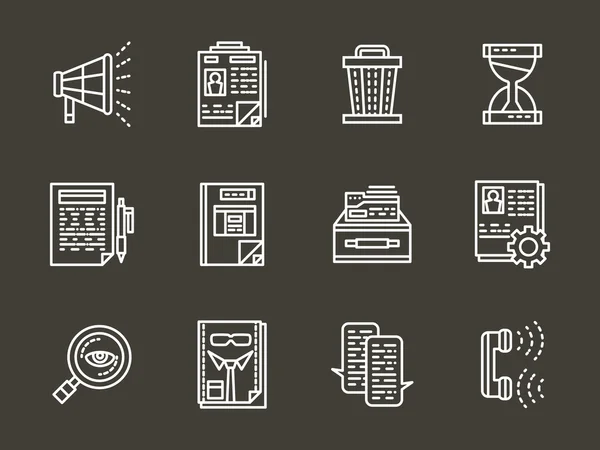 Iconos vectoriales de línea blanca para búsqueda de personal — Vector de stock