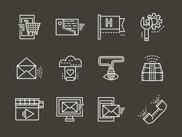 Simple white line online support vector icons set — Wektor stockowy