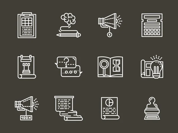 Simple white line accounting service vector icons — Stock vektor