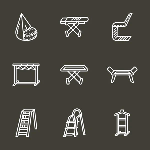 Simple line laundry furniture vector icons — Stok Vektör