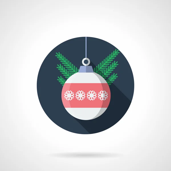 Icône ronde vectorielle de couleur plate pour boule de Noël — Image vectorielle