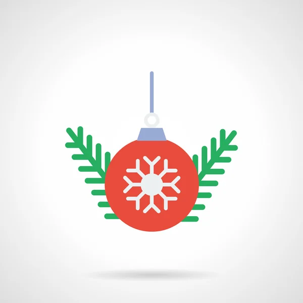 Red Christmas ball flat color vector icon — Stok Vektör