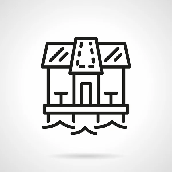 Seashore cafe simple line vector icon — Stok Vektör