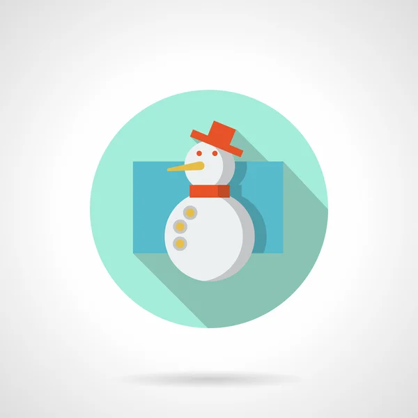 Flat color snowman round vector icon — Wektor stockowy