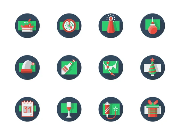 Round colored vector icon for New Year party — Stockvector