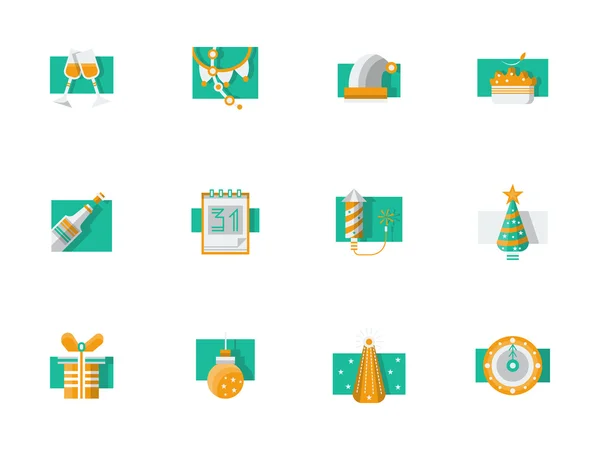Winter holidays party flat color vector icons — Stockvector