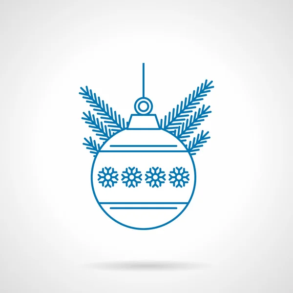 Blue flat line ball with snowflakes vector icon — Wektor stockowy