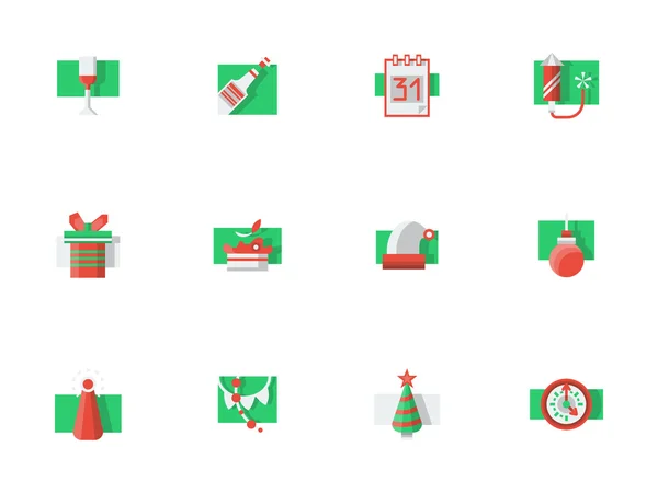 Christmas holidays flat color vector icons set — Stockvector
