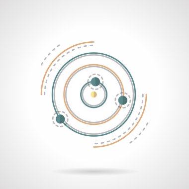 Planet and satellites abstract flat vector icon