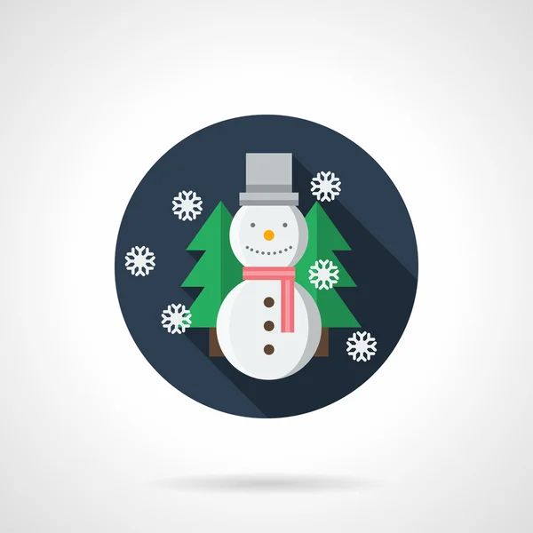 Snowman round flat vector icon — Stok Vektör