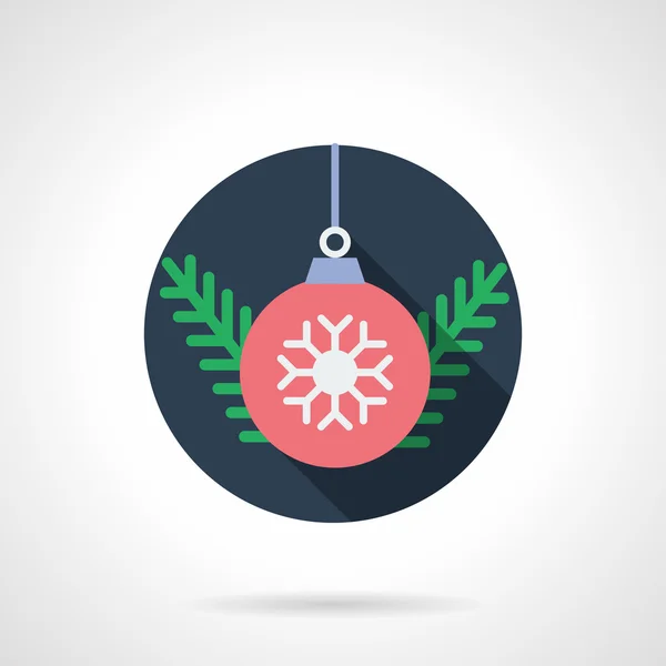 Red Xmas ball round flat vector icon — Stock Vector