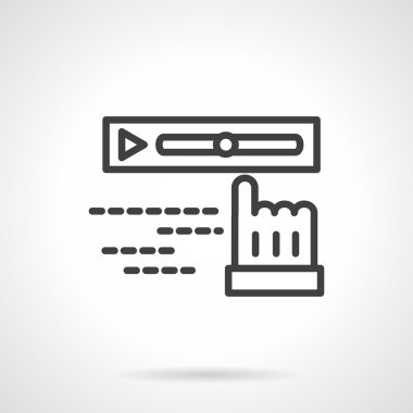 Time tracking video black line vector icon