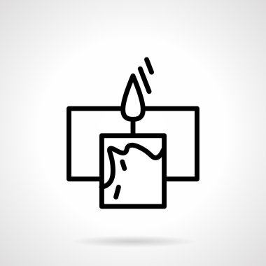 Black simple line candle with frame vector icon