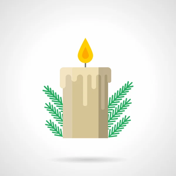 Decorazione candela natalizia icona vettoriale a colori piatti — Vettoriale Stock