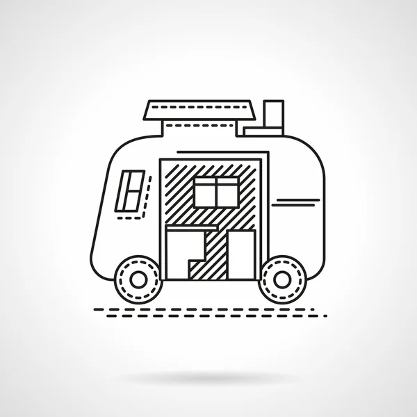 Camping trailer flat line vector icon — Stock Vector