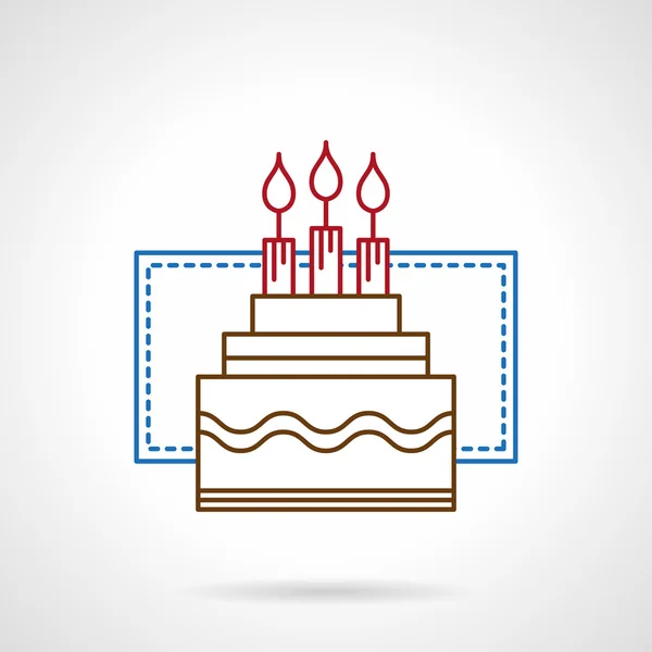 Flat color line birthday cake vector icon — Stockvector