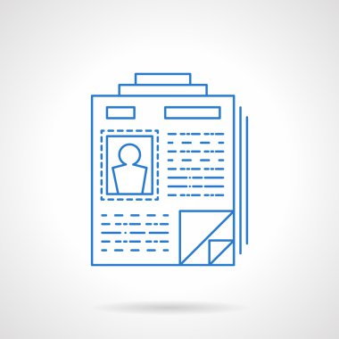 Flat blue line resume vector icon